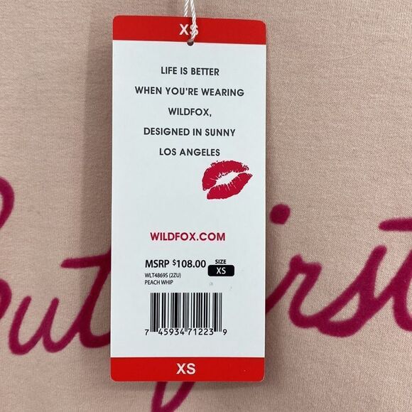 Wildfox Pink NWT But First Cocktails Sweatshirt XS - Picture 6 of 8